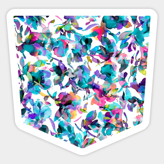 Pocket - Aquatic Flowers Blue Sticker by ninoladesign